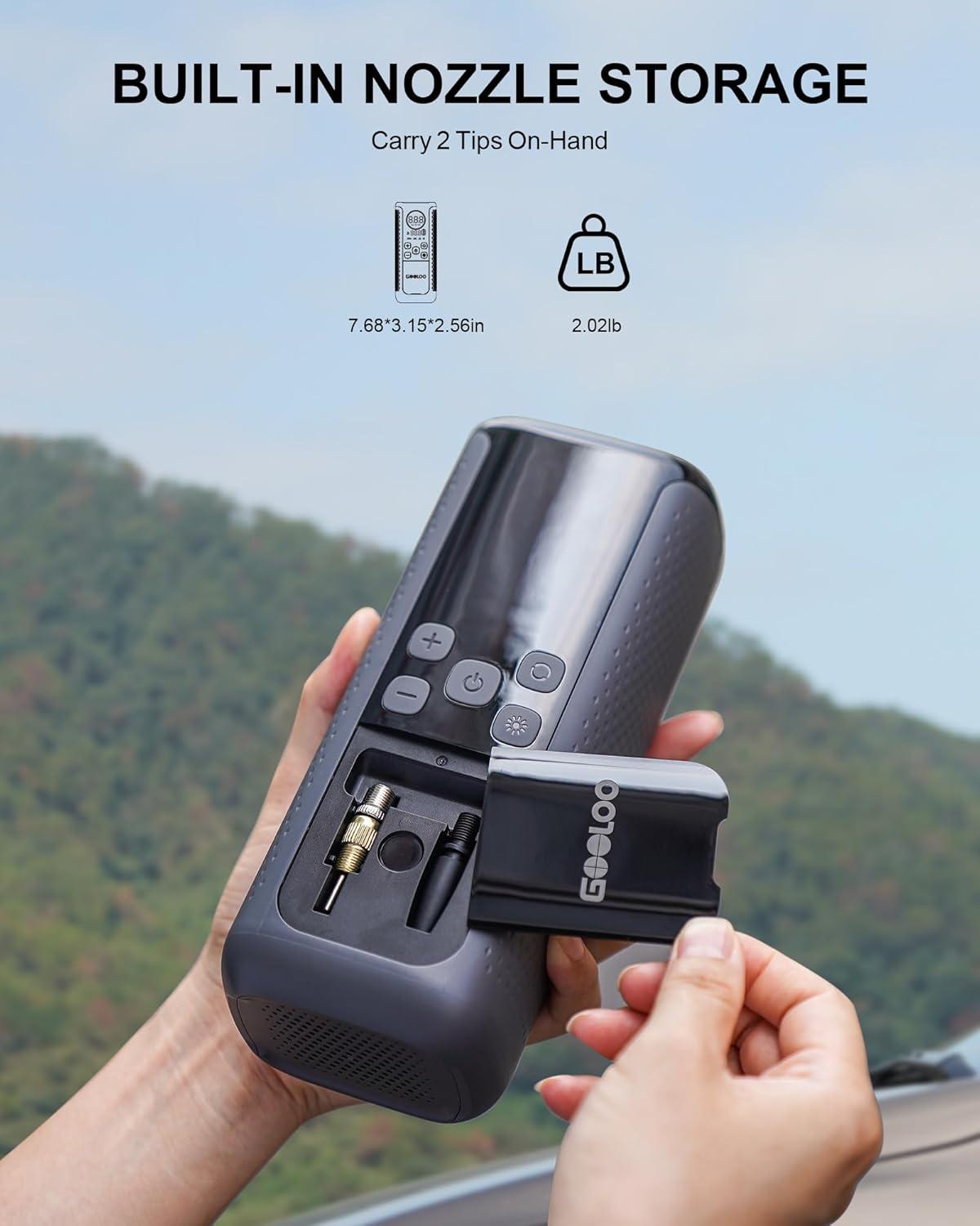 imageGOOLOO GT160 DUAL Tire Inflator Portable Air Compressor 4X Faster Dual Cylinder ampamp Upgraded Color LED Screen Portable Air Pump for Car Tires Auto Shutoff Electric Bike Tire Pump with Pressure Gauge