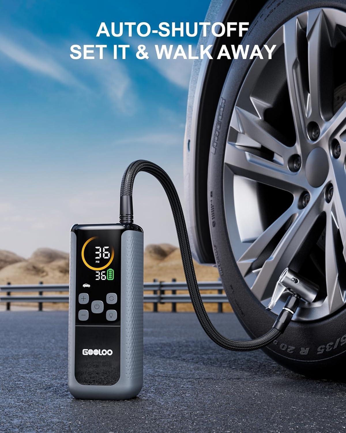 imageGOOLOO GT160 DUAL Tire Inflator Portable Air Compressor 4X Faster Dual Cylinder ampamp Upgraded Color LED Screen Portable Air Pump for Car Tires Auto Shutoff Electric Bike Tire Pump with Pressure Gauge