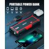 imageGOOLOO Upgraded GP3000 Jump Starter 3000A Peak Car Starter Up to 9L Gas or 7L Diesel Engine 12V Jump Box Auto Lithium Battery Booster SuperSafe Portable Power Pack with USB Quick Charge TypeC PortRed