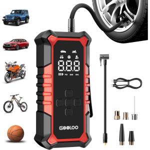 imageGOOLOO A6 Gear Tire Inflator Portable Air Compressor 160 PSI Cordless Tire Inflator with Digital Pressure Gauge LED Light Air Pump for Car Tires Bike Motorcycle Balls