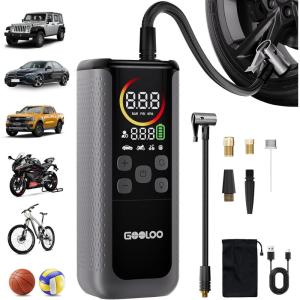 imageGOOLOO GT160 DUAL Tire Inflator Portable Air Compressor 4X Faster Dual Cylinder ampamp Upgraded Color LED Screen Portable Air Pump for Car Tires Auto Shutoff Electric Bike Tire Pump with Pressure Gauge