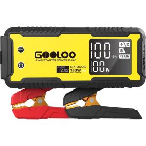 imageGOOLOO GT4000S Jump Starter 4000A Car Jumper Starter Up to 10L Diesel All Gas Engines 100W FastCharging Lithium Jump Box SuperSafe Portable Car Battery Charger Power Bank for 12V Vehicles YellowYellow