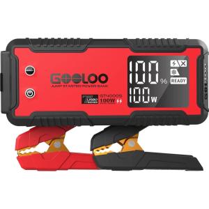 imageGOOLOO GT4000S Jump Starter 4000A Car Jumper Starter Up to 10L Diesel All Gas Engines 100W FastCharging Lithium Jump Box SuperSafe Portable Car Battery Charger Power Bank for 12V Vehicles YellowRed