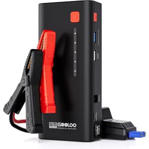 imageGOOLOO Jump Starter 3000A Peak Car Jumper Starter 12V SuperSafe Lithium Jump Box Battery Booster Pack Portable Car Battery Charger and Jumper Cables for Up to 85L Gas or 60L Diesel EngineBlack