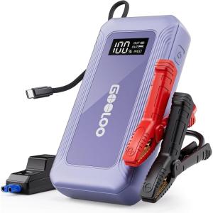 imageGOOLOO G7 Car Battery Jump Starter 3000A Battery Pack with Builtin Cable for 45W Fast Charging Portable Jump Box for Car Battery Up to 85L Gas or 60L Diesel EnginePurple