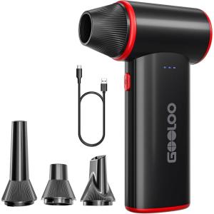 imageGOOLOO F3 Compressed Air Duster 150000 RPM Portable Electric Air Duster for Cleaning 3Speed Adjustable Air Blower with Fast Charging Rechargable Leaf Blower for Computer Car Keyboard OutdoorBlack