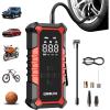 imageGOOLOO A6 Gear Portable Tire Inflator 160 PSI Portable Cordless Air Compressor with Digital Pressure Gauge amp LED Light for Cars Bikes Motorcycles and BallsRed